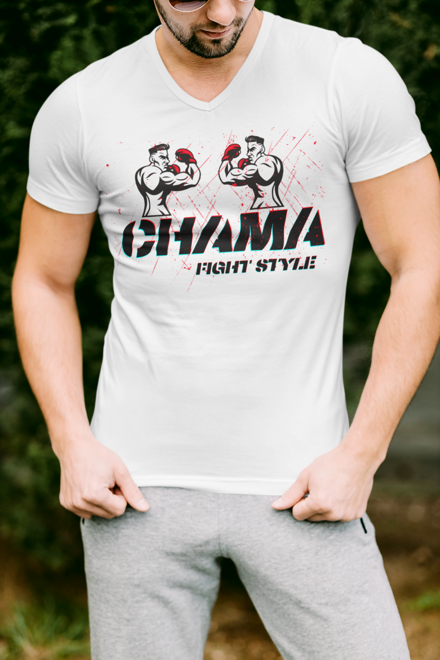 Fight T-Shirt Chama MMA Gift for Boyfriend V-Neck Tee JJ