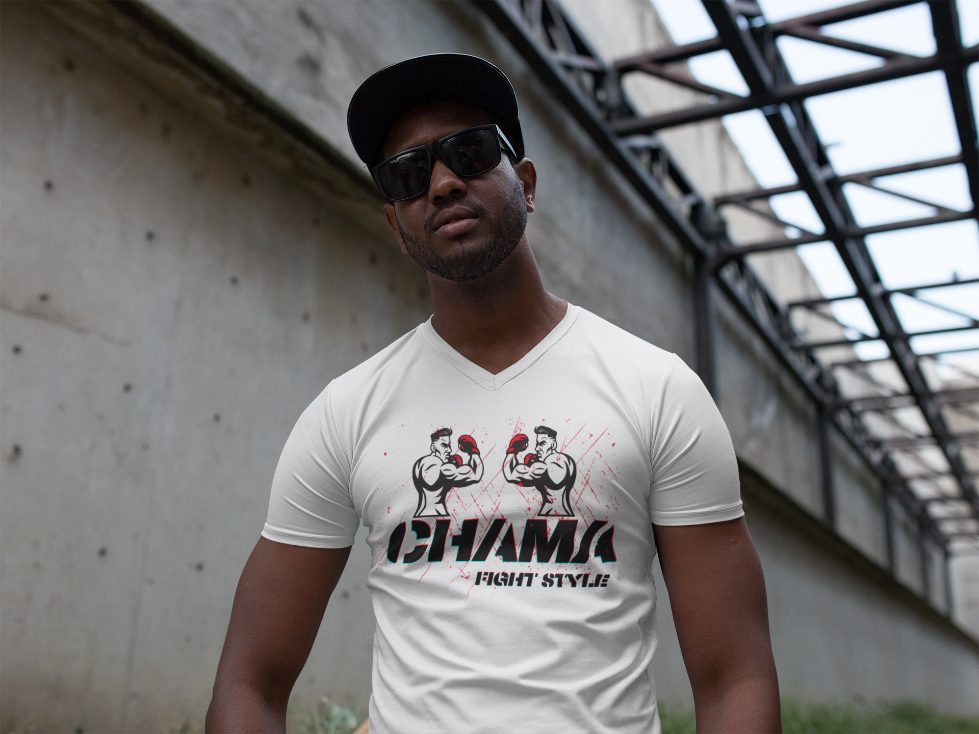 Fight T-Shirt Chama MMA Gift for Boyfriend V-Neck Tee JJ